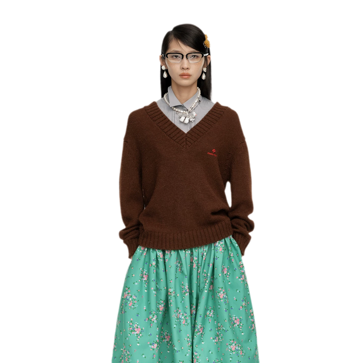 Wool Ribbed V-Neck Sweater