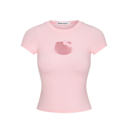Kitty Keyhole Cropped Tee