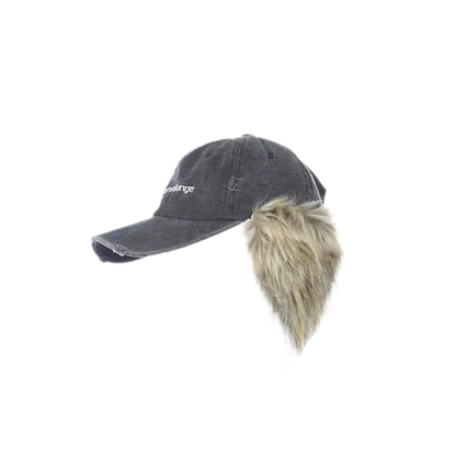 Distressed Faux Fur Cap
