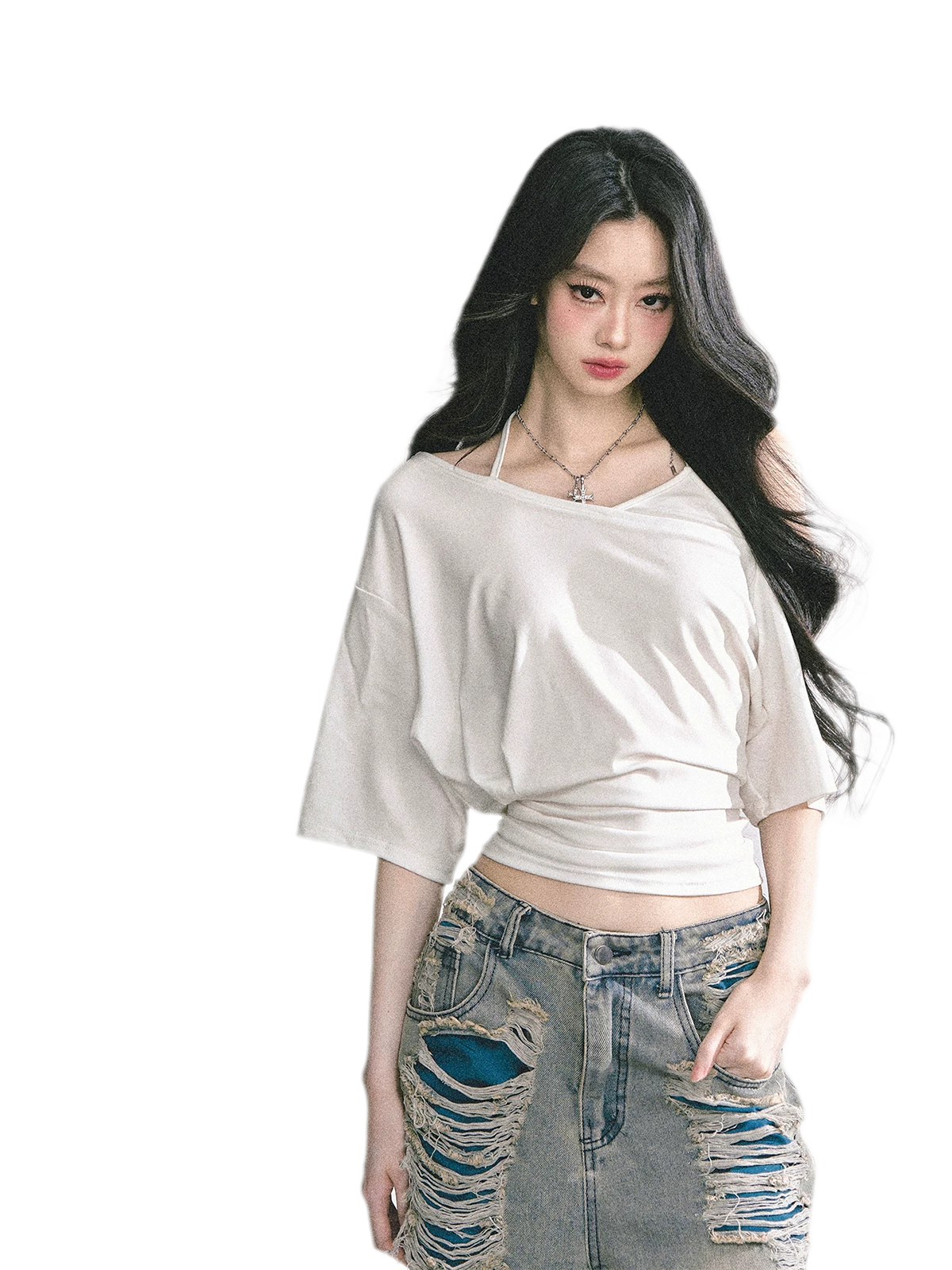 Asymmetric Beaded Off-Shoulder Top