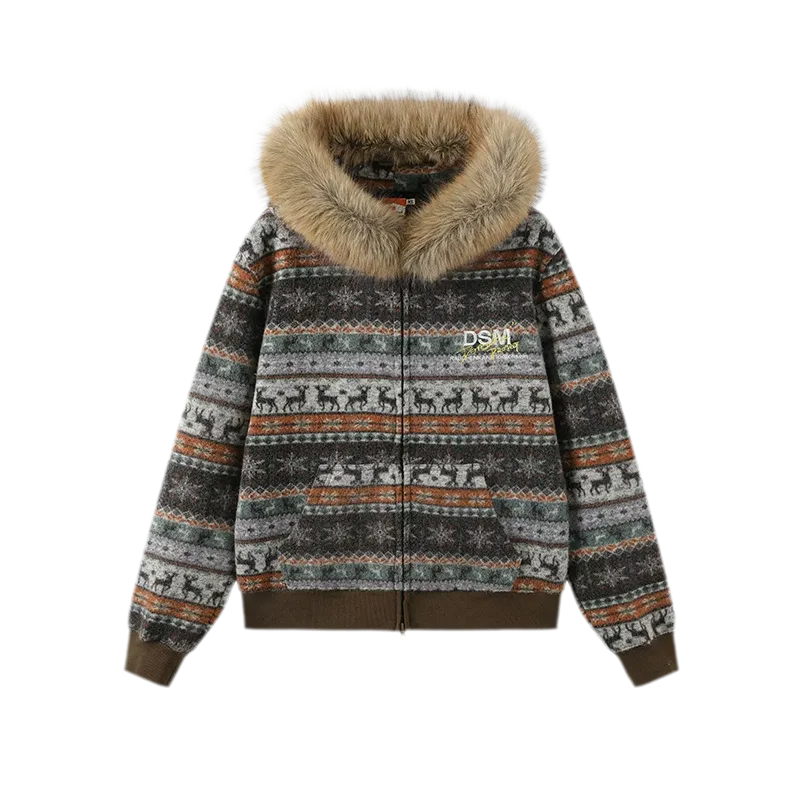 Fair Isle Hooded Cardigan