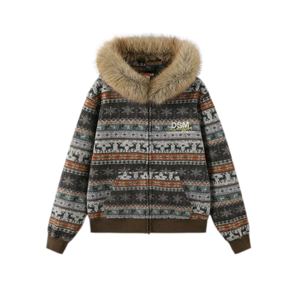 Fair Isle Hooded Cardigan