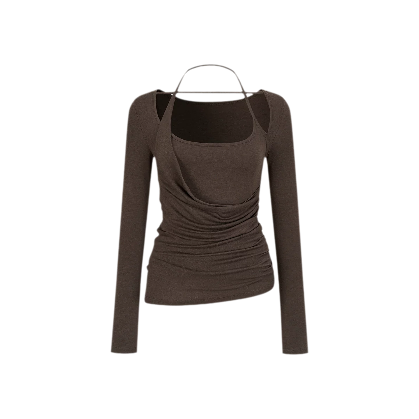 Deconstructed Ruched Halter T-Shirt