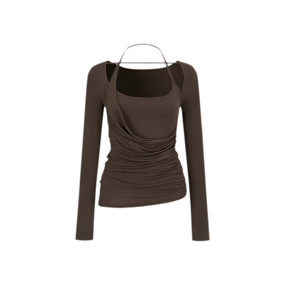 Deconstructed Ruched Halter T-Shirt