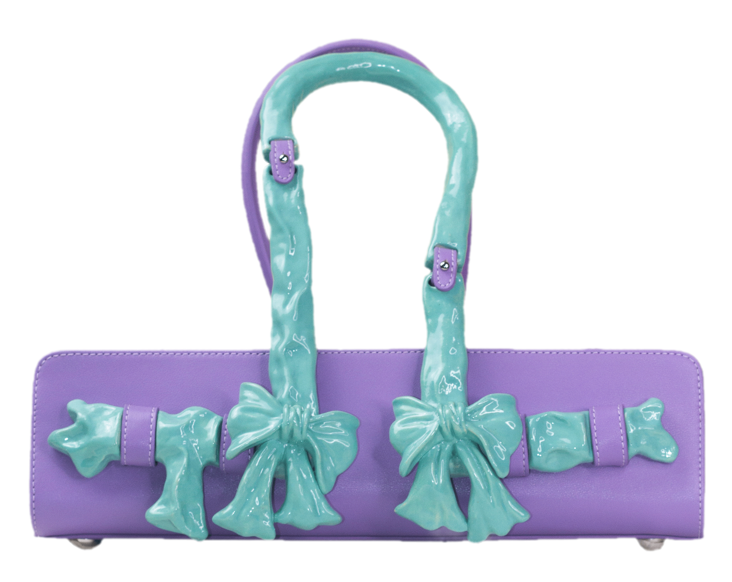 Glossy Bow Handle Handbag