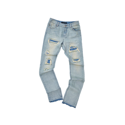 Washed Appliqué Straight-Leg Jeans
