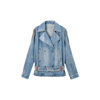 Washed Denim Oversized Trench Jacket