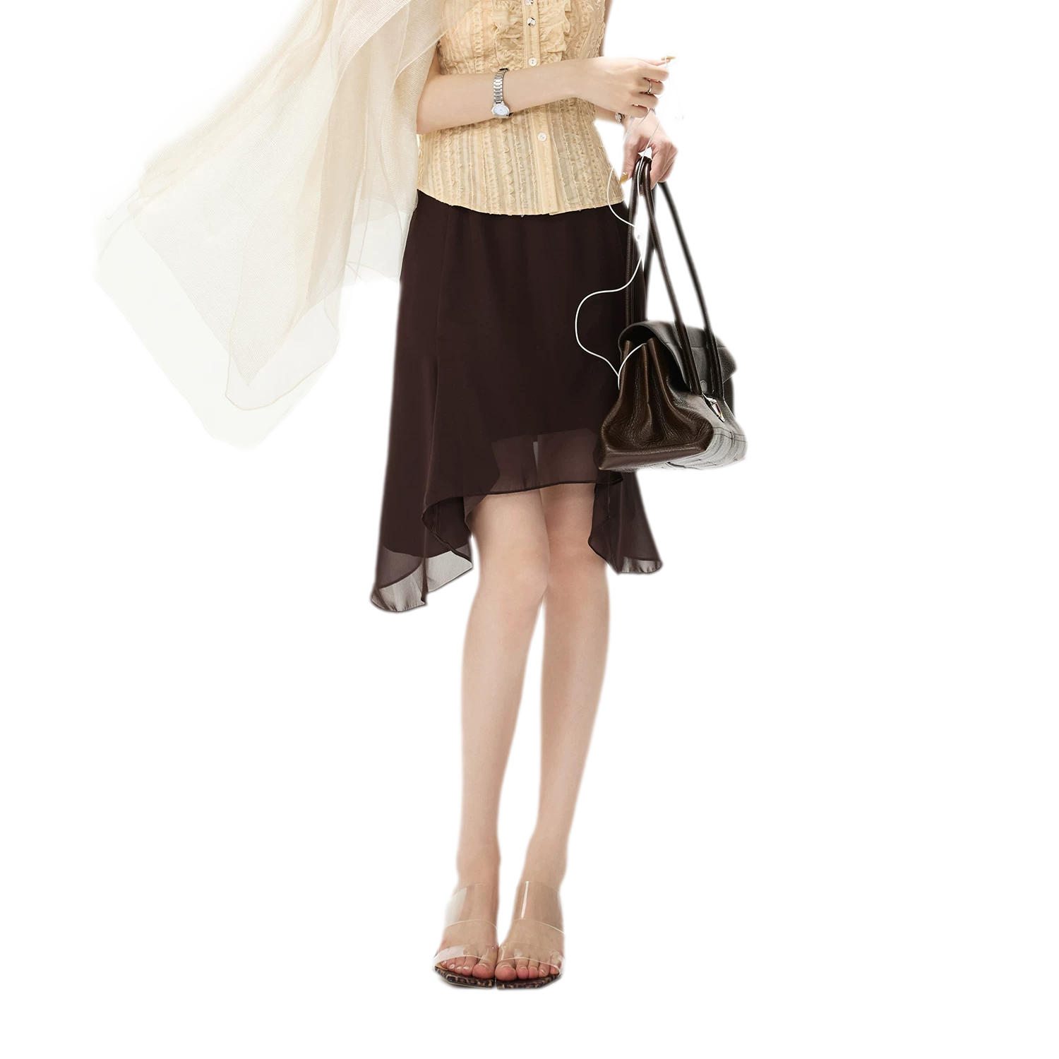 Drapey Asymmetrical Midi Skirt