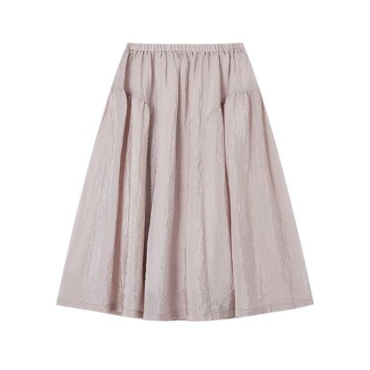 Crinkled Tiered Midi Skirt