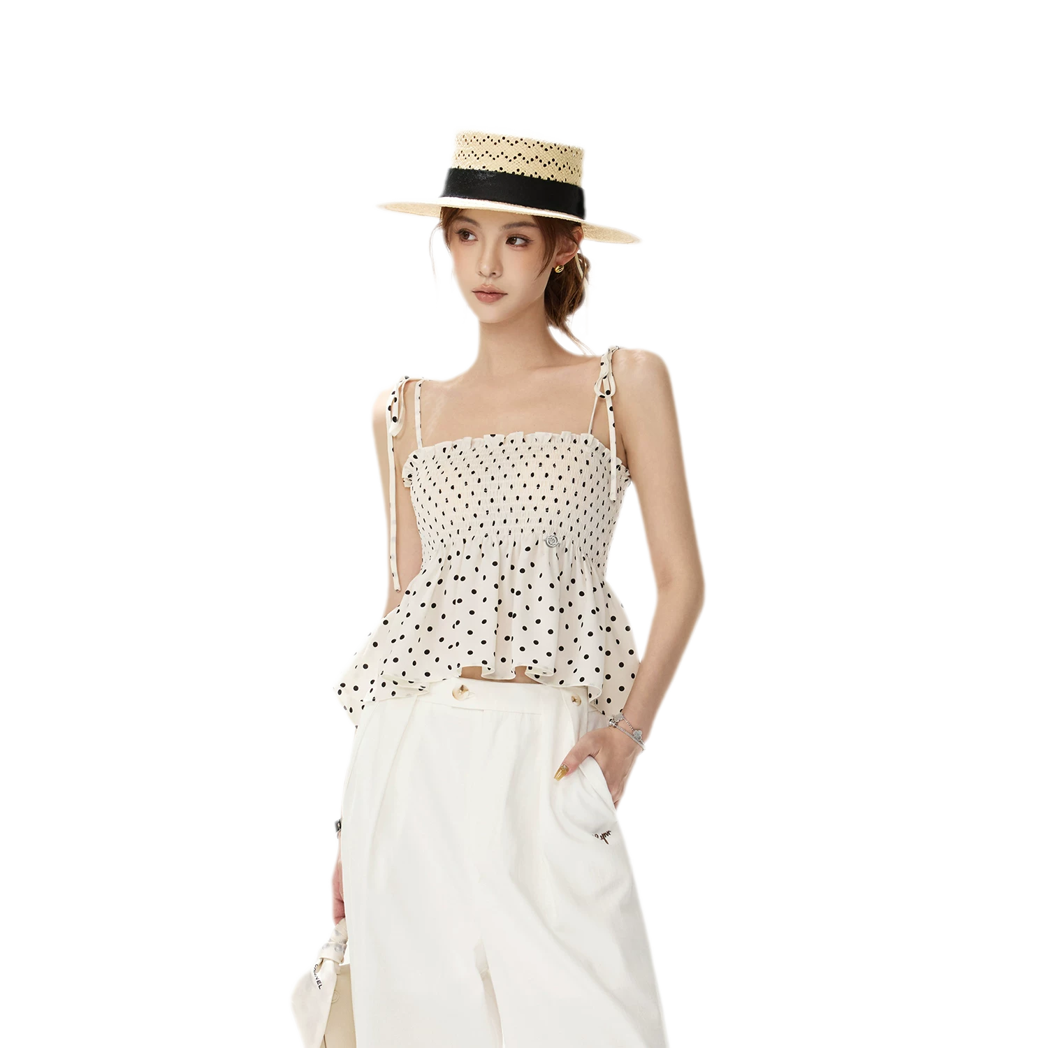 Polka Dot Peplum Top