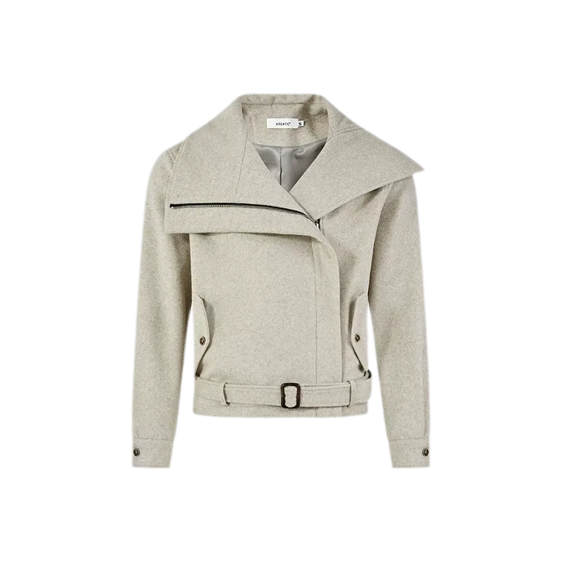 Merino Wool Cropped Belted Jacket
