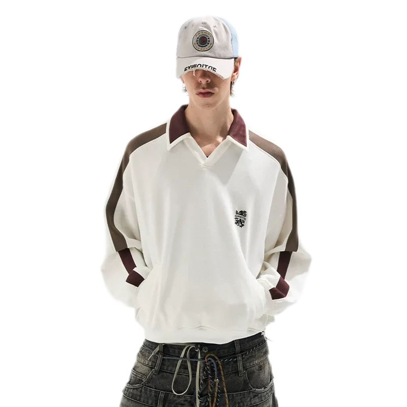 Contrast Polo Panel Sweatshirt