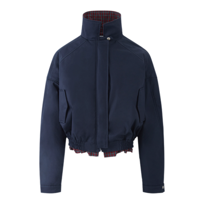 Vintage Plaid Padded Windbreaker Jacket