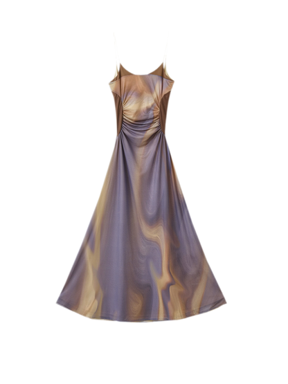 City Island Diary Colorblock Off-Shoulder Slip Dress