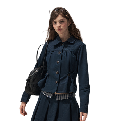 Washed Denim Pleated Set