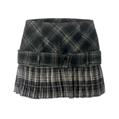 Plaid Pleated Mini Skirt