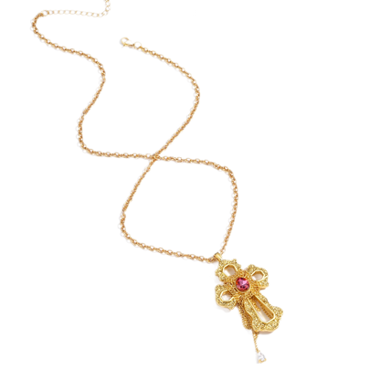Collar de cruz de cristal barroco