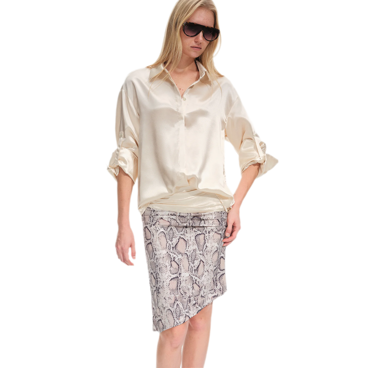 Vintage kokerrok met slangenprint