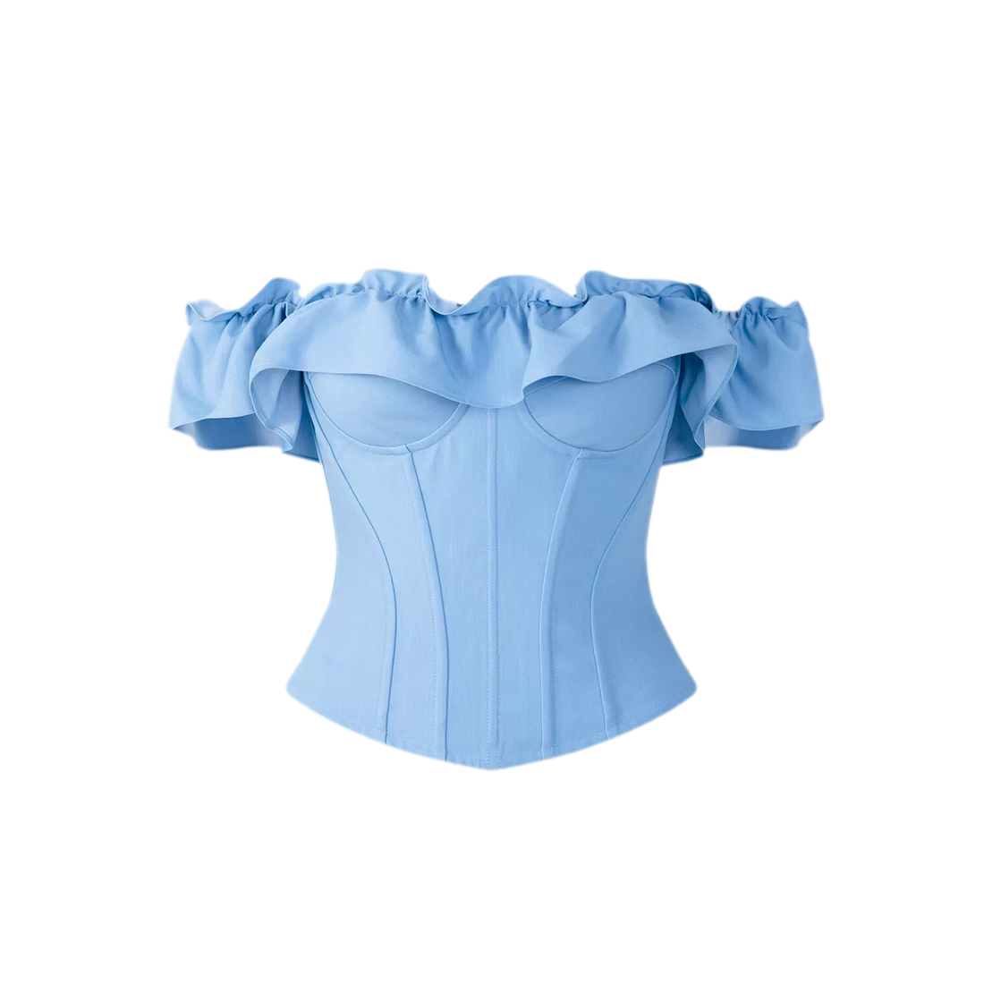 CORSELET Denim Ruffle Bustier Top – view 12