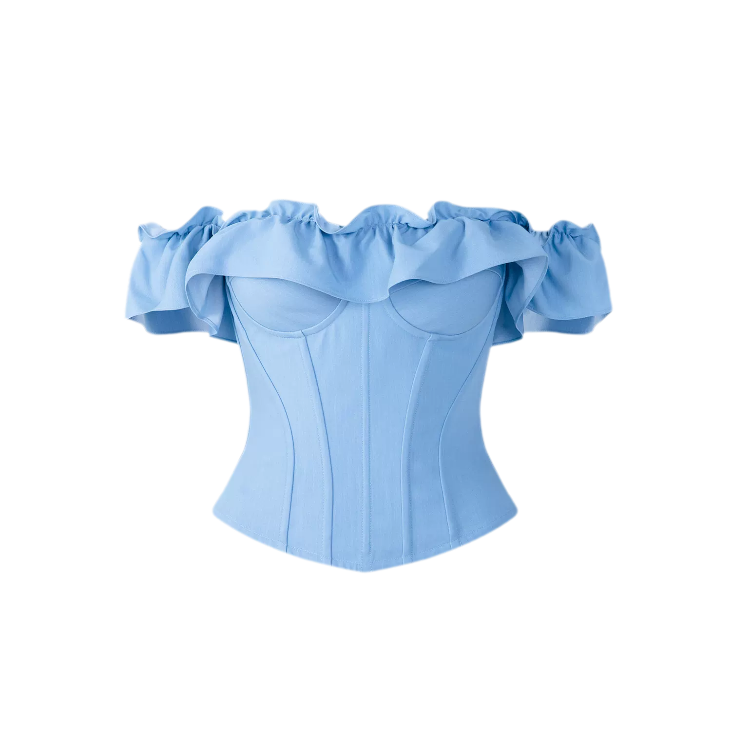 Denim Ruffle Bustier Top