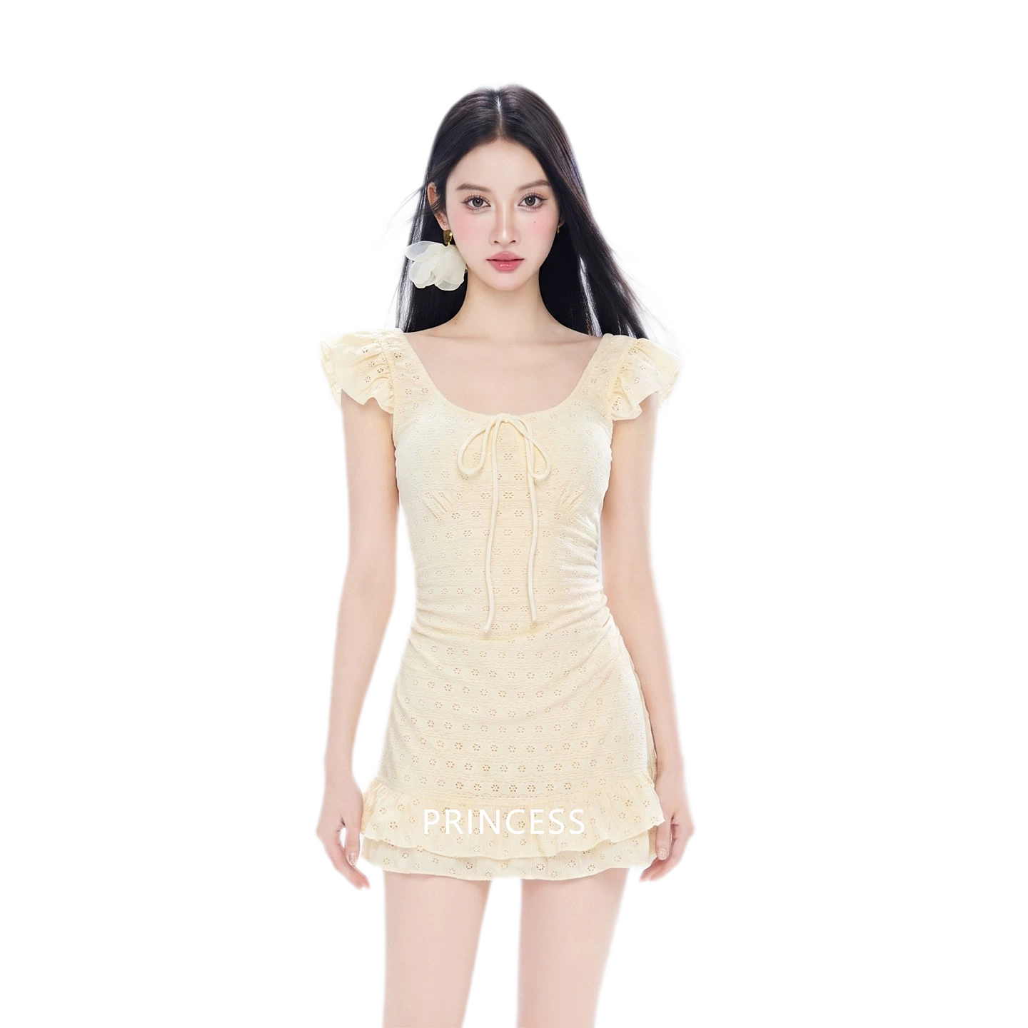 Eyelet Ruffle Swim Dress