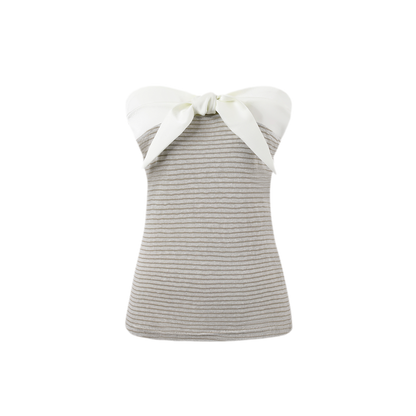 Striped Bow Bustier Cardigan