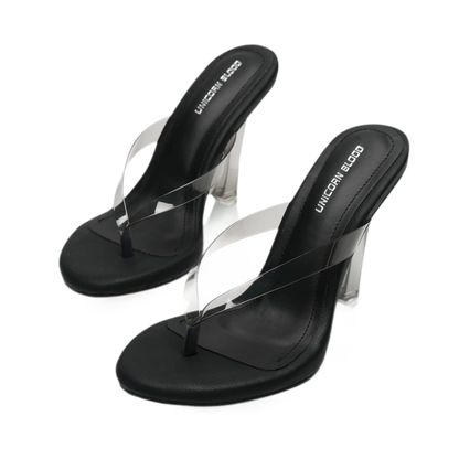 Crystal Thong Block-Heel Sandals