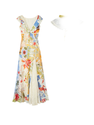 Blue/White (Regular) Dress with Cape / S