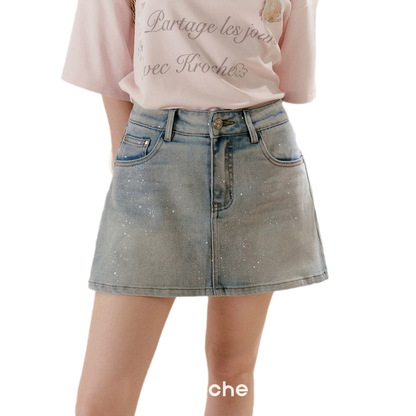 Shiny Denim A-line Skirt