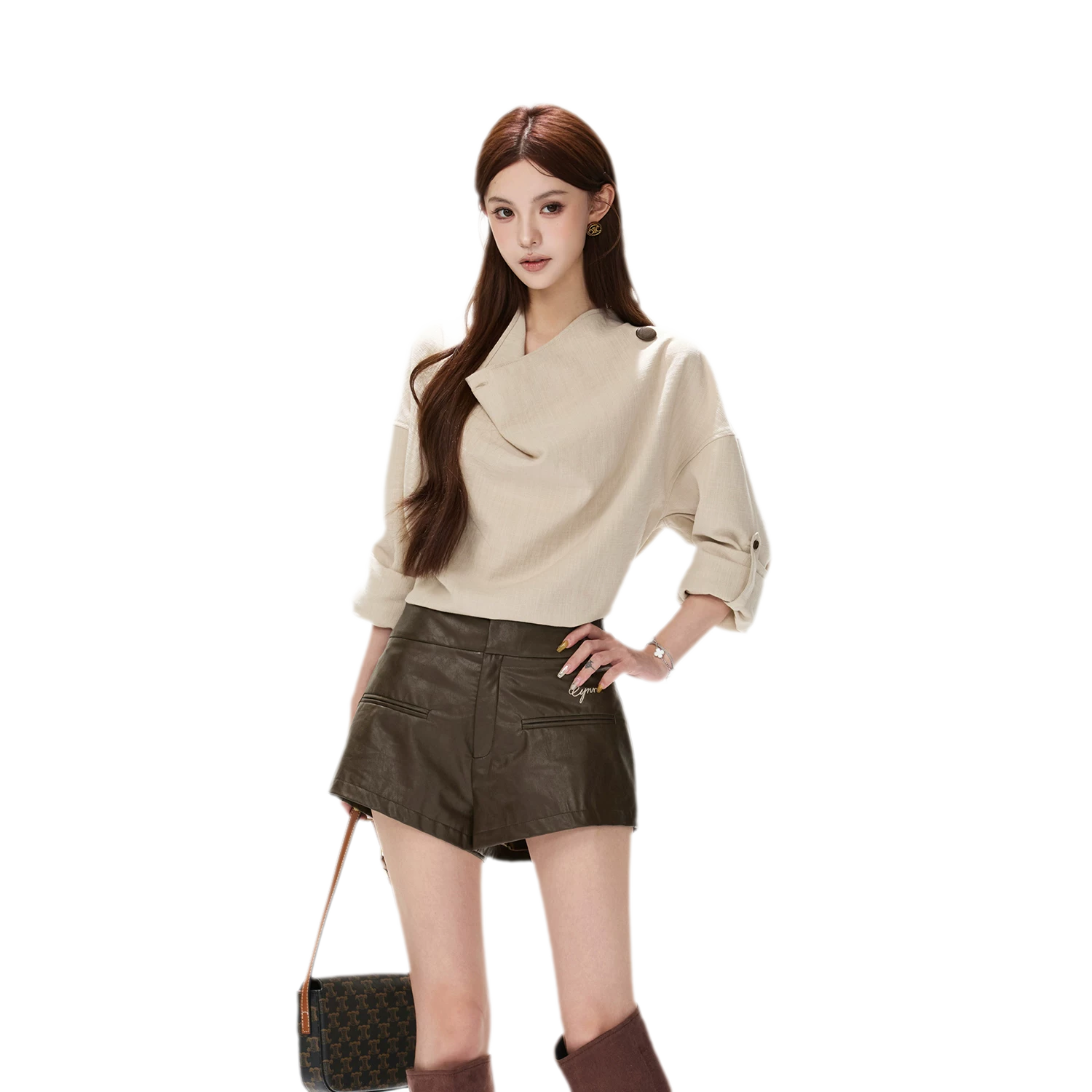 Textured Draped Oversized Shirt