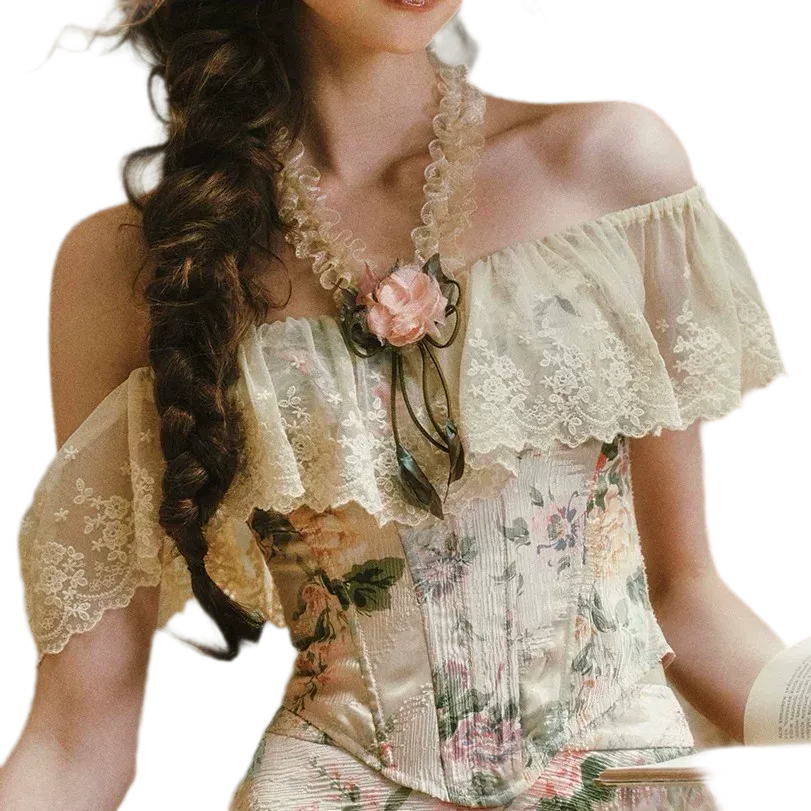 Floral Lace Off-Shoulder Set
