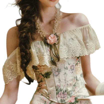 Floral Lace Off-Shoulder Set