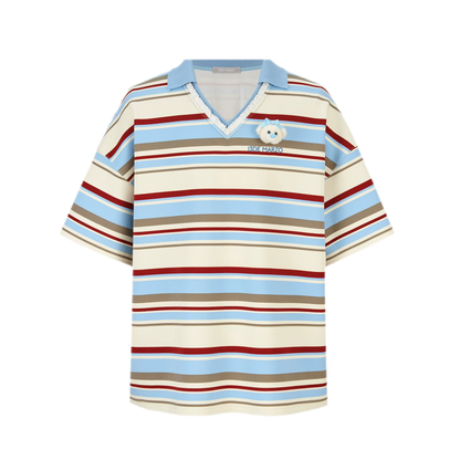 Floral Stripe Polo Tee
