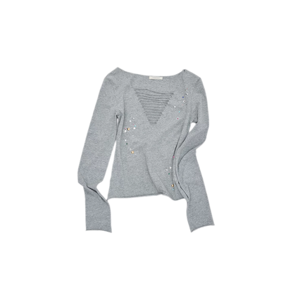 Haut à col en V avec découpes et strass