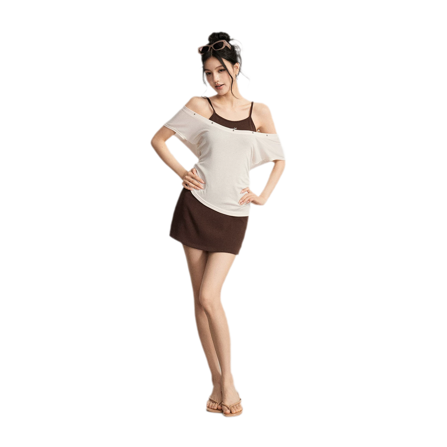 Contrast Strap Dress Set