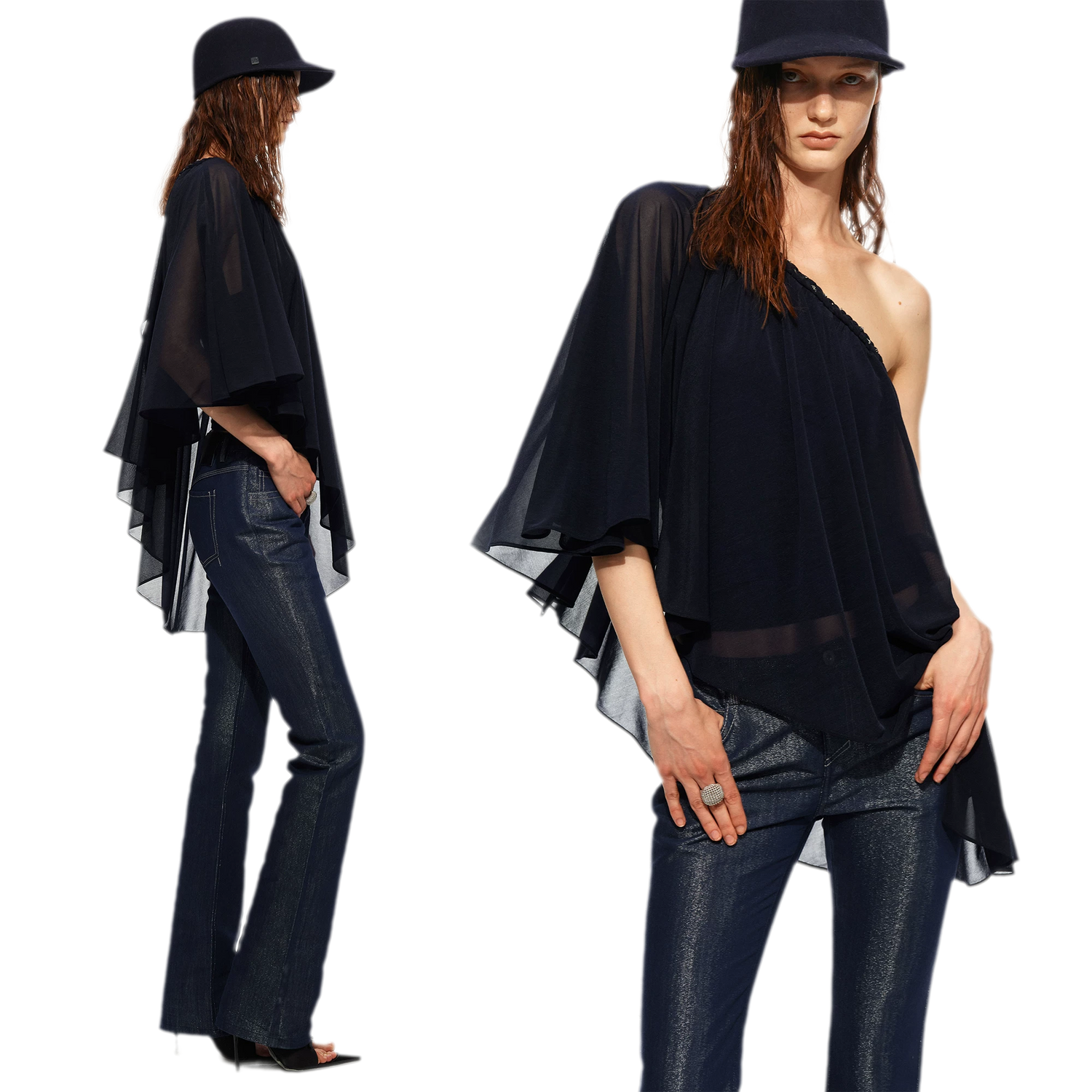 Handwoven Chain Cape Blouse