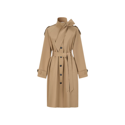 Sandwashed Tie-Waist Trench Coat