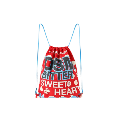 Screen-Printed Drawstring Shoulder Bag