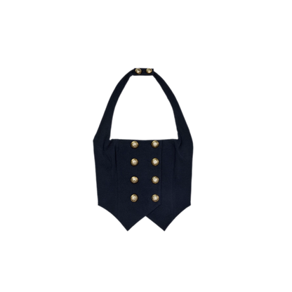 Vintage Navy Style Knit Halter Vest