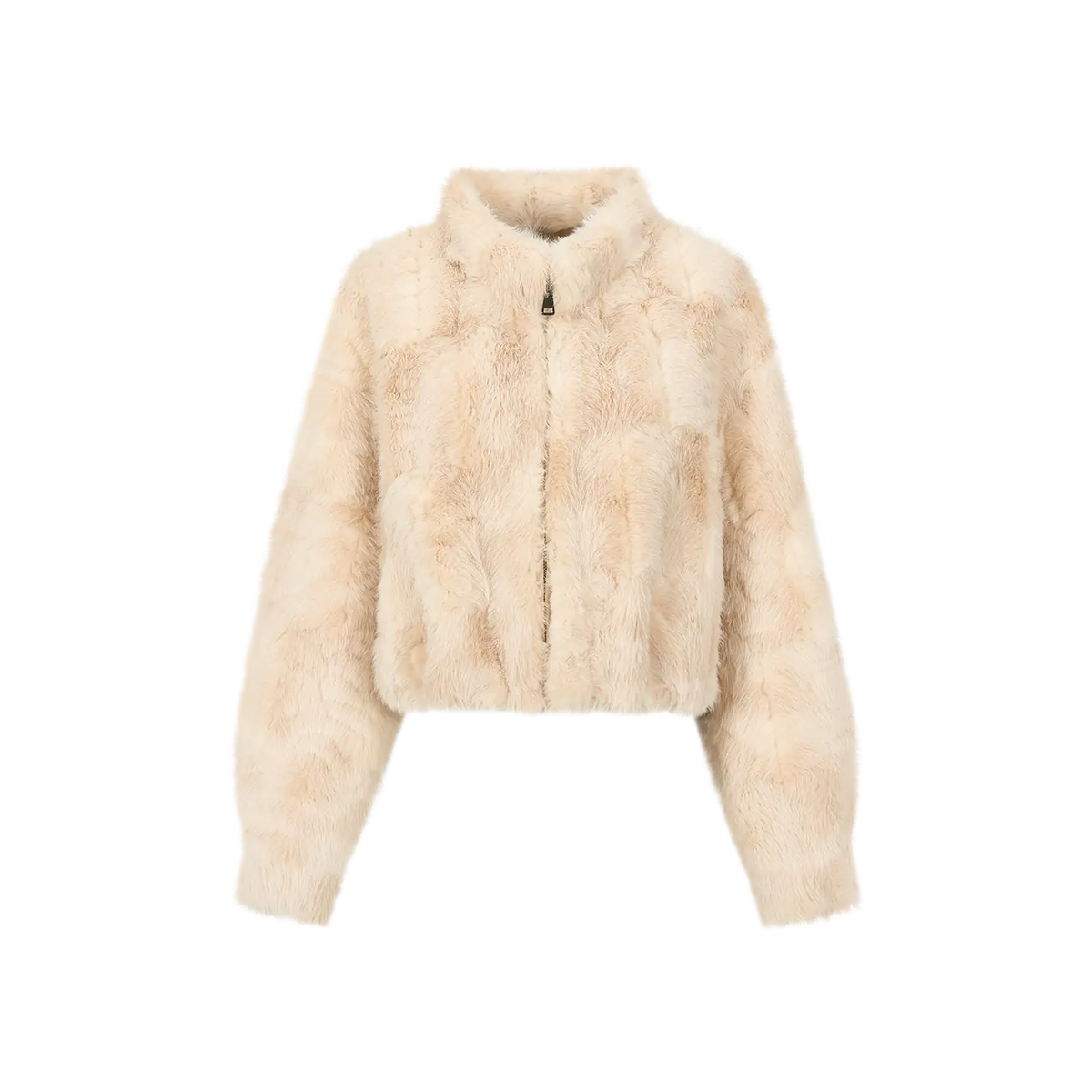 Embossed Cropped Faux Fur Jacket