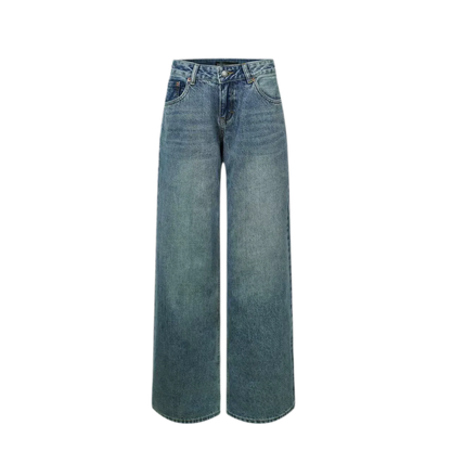 Washed Low-Rise Wide-Leg Jeans