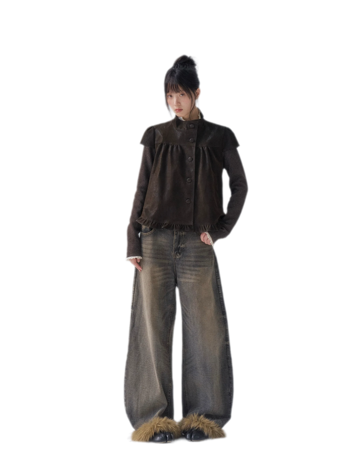 Suede Layered Flare Jacket
