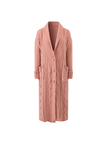 Cable-Knit Cardigan Camisole Dress