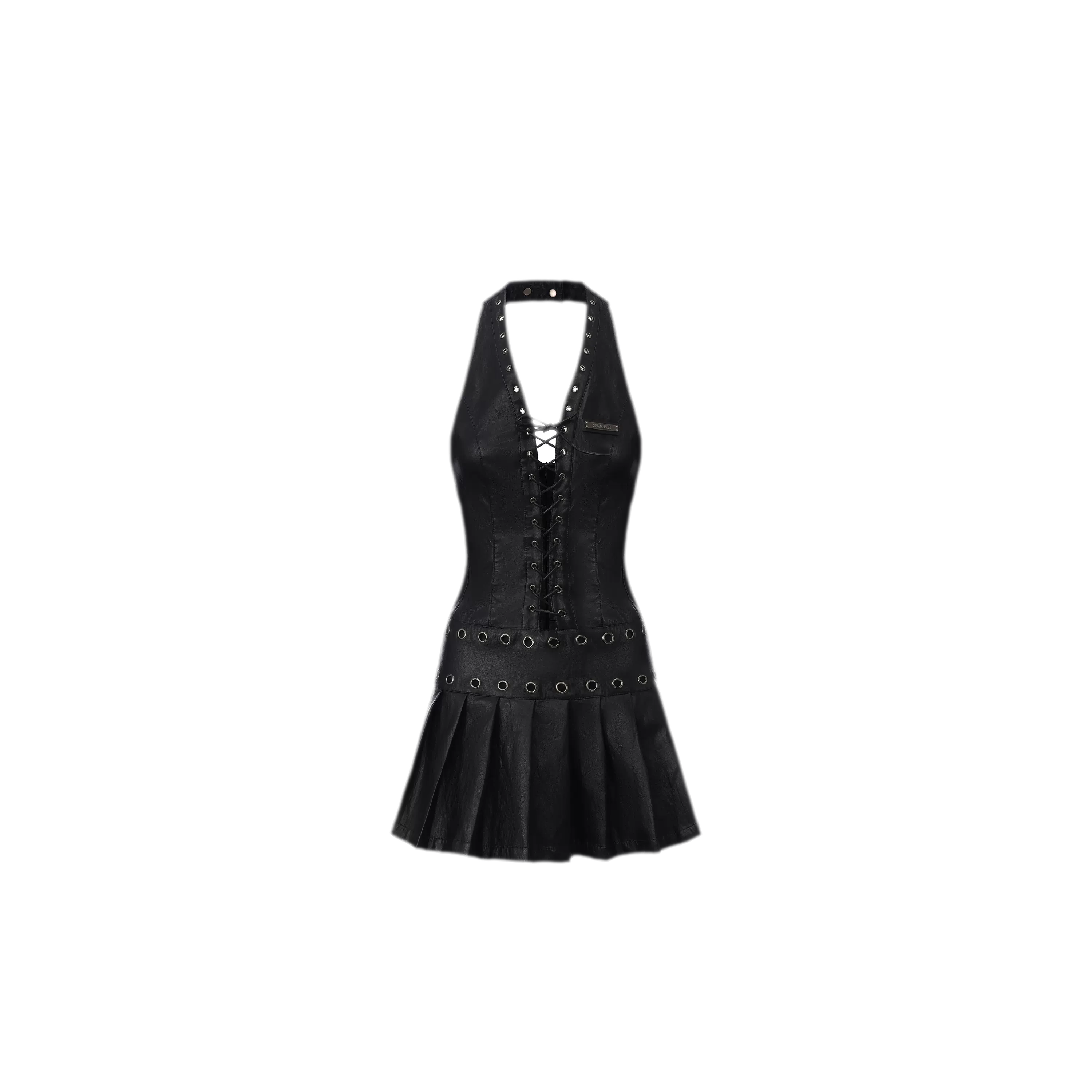 Leather Halter Mini Dress