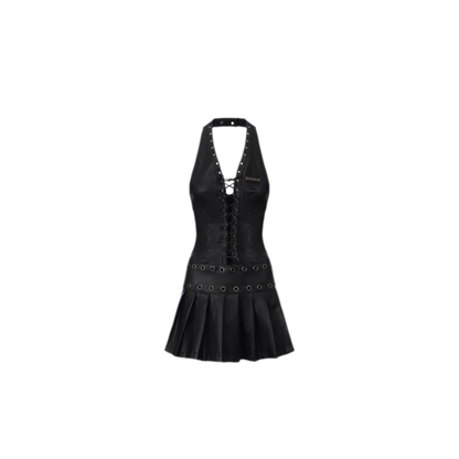 Leather Halter Mini Dress
