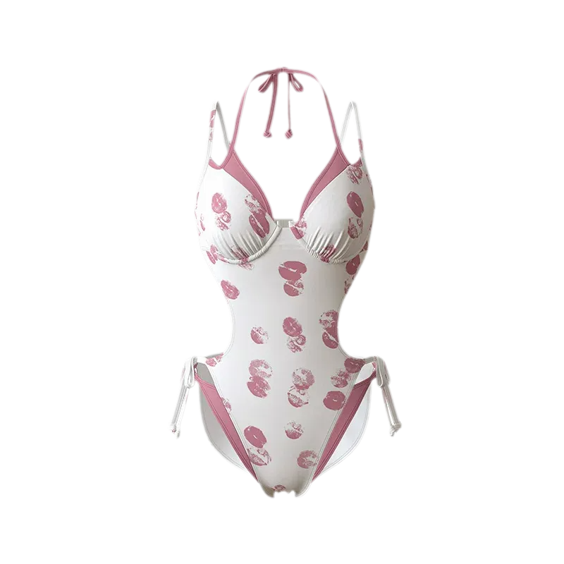 Lip Print Backless Swimwear