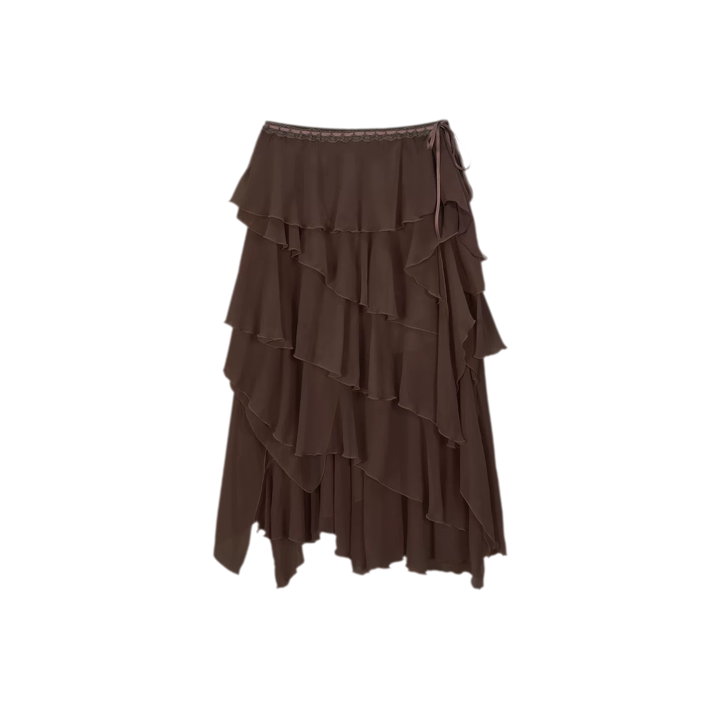 Asymmetric Chiffon Tie-Waist Strapless Skirt