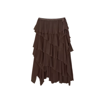 Asymmetric Chiffon Tie-Waist Strapless Skirt