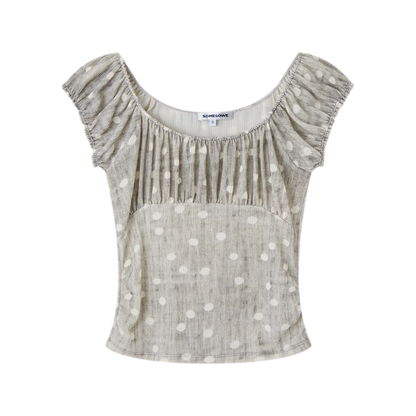 Polka Dot Ruched T-Shirt