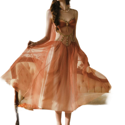 Gold Mesh Corset Dress Set